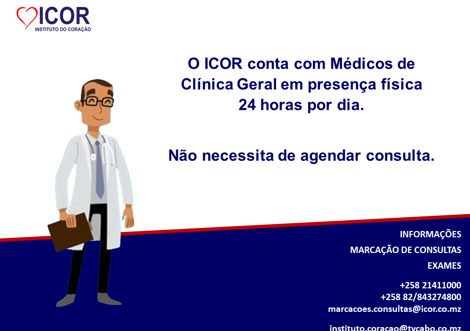 Médicos de Clínica Geral em presença física 24 horas por dia